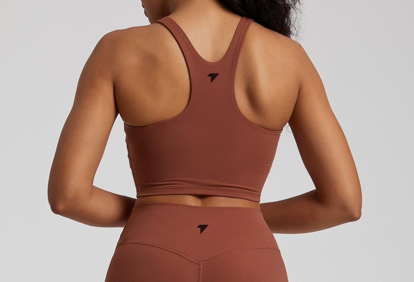 Coffee red high neck sports bra