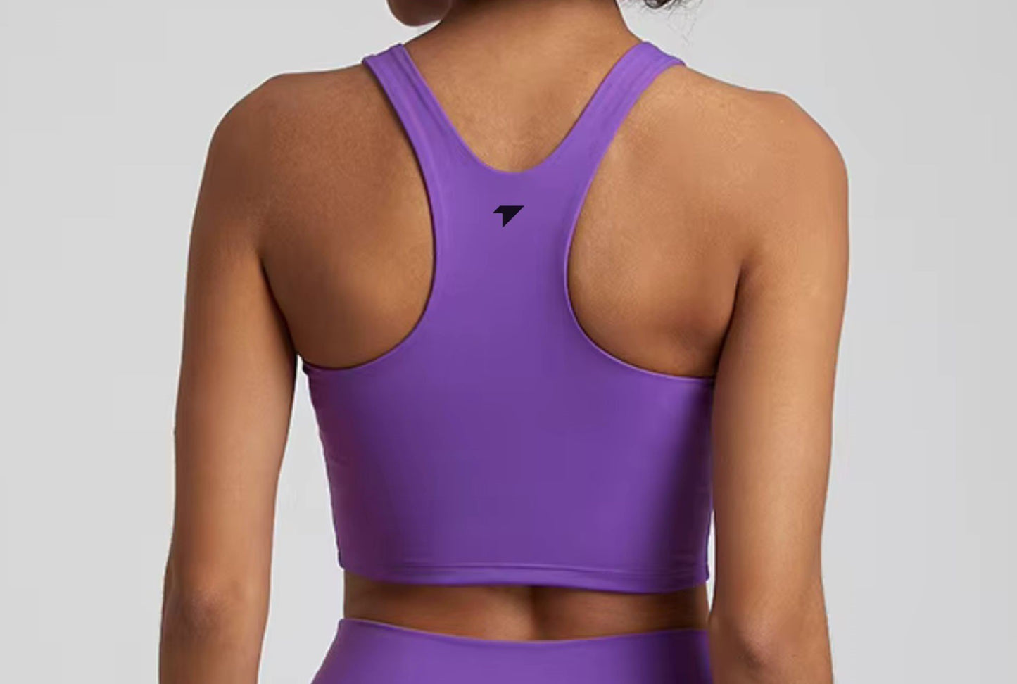 Purple high neck sports bra