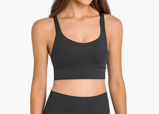 black Long line sports bra